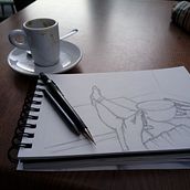 Un buen Café.. Fine Arts, Comic, Drawing, Pencil Drawing, Artistic Drawing, Portrait Drawing, Design, and Character Design project by Mariene Benutti Giunta - 12.27.2018