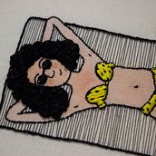 Bikini a lunares amarillo. Een project van Borduurwerk y Traditionele illustratie van Lía Nalé - 16.12.2018