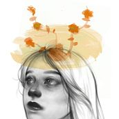 Be sure to wear flowers in your head. Projekt z dziedziny  R, sunek,  R, sunek art, st, czn, Trad, c, jna ilustracja, Ilustracja c i frowa użytkownika Leticia Platero Suárez - 05.02.2019