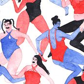 Fiesta en la Piscina. Traditional illustration project by Clara López - 07.16.2018