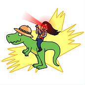 L-Rex cabalgando un T-Rex mientras toca el ukulele. Ilustração tradicional e Ilustração digital projeto de Jaume Pla Álvarez - 25.09.2018