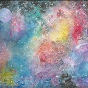 Mi Proyecto del curso: Técnicas modernas de acuarela Galaxias, luna y estrellas.. Watercolor Painting project by Cris - 02.25.2019