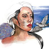  Brújula. . Portrait Drawing, Digital Illustration, and Watercolor Painting project by Nathalia Alvarez - 02.26.2019