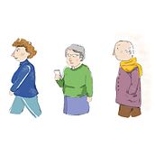 Ilustraciones para la presentación de una app para la tercera edad: metas. Un proyecto de Ilustración tradicional e Ilustración digital de Isa Garcia - 08.03.2019