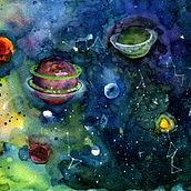 Galaxia y planetas.. Traditional illustration project by Jessica Daniela Espinoza Guzman - 03.15.2019
