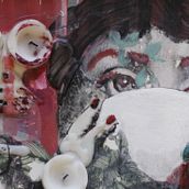 What's Tea now? - Acrilyc, wax and tranfers on a bed table. 2018. Un progetto di Artigianato, Belle arti, Collage e Creatività di Elena Bru - 17.05.2018
