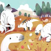 Animales extintos | álbum. Un proyecto de Diseño de personajes, Ilustración tradicional, Ilustración digital y Álbum ilustrado						 de María Bunin - 11.06.2019