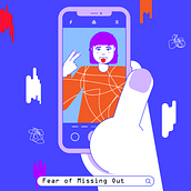 Fear of Missing Out — Microanimations. Een project van Animatie, 2D-animatie, Karakteranimatie,  Art direction,  Ontwerp, Ontwerp van personages, Grafisch ontwerp, Traditionele illustratie, Motion Graphics y Social media van María Marqueses - 07.06.2019