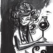  Mujer que tomó algunas copas de vino. Comic, Drawing, and Traditional illustration project by Jey Castro - 04.05.2019