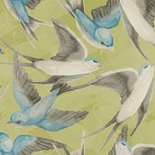 Empapelado pájaros. Decoration, and Traditional illustration project by Maitea del Hierro Oteriño - 04.15.2019