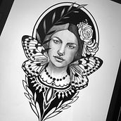 Buterfly ink. Artes plásticas, Desenho, Design de moda, Ilustração tradicional e Ilustração digital projeto de Ana Serna - 16.04.2019