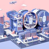 Luuna City. Un proyecto de 3D, Animación 3D, Dirección de arte, Diseño gráfico e Ilustración tradicional de Misa Urban - 22.04.2019