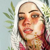 Mi Proyecto del curso: Retrato ilustrado en acuarela. Pencil Drawing, Digital Illustration, and Watercolor Painting project by Lourdes Villagra - 04.27.2019