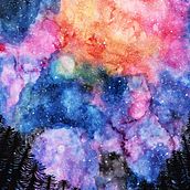 Mi Proyecto del curso: Técnicas modernas de acuarela- Noche en la Cordillera. Un proyecto de Dibujo artístico de Cele Poggi - 10.05.2019