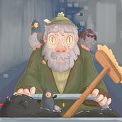 Pigeonman ale. Graphic Design, Traditional illustration, and Packaging project by Laura Núñez Carpintero - 03.03.2019