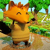 Zorrito, Un día en el parque. 3D Character Design, and Digital Illustration project by Leonardo Peñuela Bernal - 05.05.2019