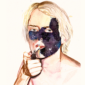 'Galaxy Boy' - Un retrato realizado a partir de las texturas y técnicas que aprendí en este curso de acuarela.. Portrait Drawing, and Watercolor Painting project by Sandra Rodríguez - 05.07.2019