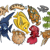Peces. Traditional illustration, Digital Illustration, and Children's Illustration project by Laura Núñez Carpintero - 05.08.2019