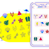 Summer icons __ Pack de stickers para WhatsApp. Een project van  Art direction,  Ontwerp, Grafisch ontwerp y Digitale illustratie van María Marqueses - 17.05.2019