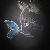 El gato y la mariposa azul. Een project van Traditionele illustratie van Laura Comellas Martos - 31.07.2017