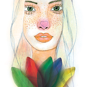 Segunda acuarela con hoja natural. Projekt z dziedziny Trad, c i jna ilustracja użytkownika Esther Trujillo - 03.06.2019