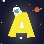 A de Astronauta. Un proyecto de Diseño gráfico, Ilustración digital e Ilustración infantil de Fernanda Morales - 06.06.2019