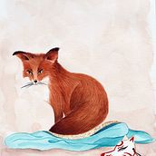 Kitsune, el espíritu zorro. Fine Arts, Traditional illustration, and Children's Illustration project by Fátima Akkouche - 07.02.2019