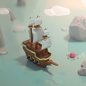 Low poly Ship. 3D, 3D Modeling, and Video Games project by Joseph Vitale - 07.05.2019