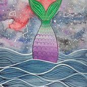 the universe and the sea/magic universe. Watercolor Painting project by Tatiana Duarte - 07.06.2019