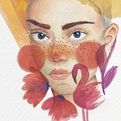 Mi Proyecto del curso: Retrato ilustrado en acuarela. Painting project by Madeleine Hernández - 07.08.2019