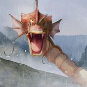 Matte Painting: Medieval Pokemon, Catching a Shiny. Un proyecto de Collage, Diseño de personajes, Ilustración tradicional e Ilustración digital de Gabriel Romero - 09.07.2019