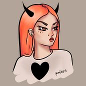 Diabla. Traditional illustration, and Digital Illustration project by yumikocreaciones - 07.29.2019