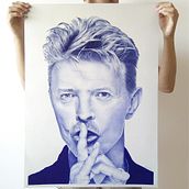 Retrato a bolígrafo de David Bowie. Un projet de Dessin réaliste de Omar TC - 01.08.2019
