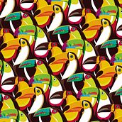 Estampa Aves Brasileiras - Tucano, Arara e Papagaio. Een project van  Ontwerp, Traditionele illustratie, Zeefdruk, Kostuumontwerp y Patroonontwerp van Bruno Dellani - 14.08.2019