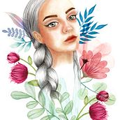 Retrato ilustrado en acuarela. Design project by Eva Maciel - 08.12.2019