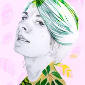 Retrato a grafito, acrílicos y Photoshop.. Fine Arts, Creativit, and Pencil Drawing project by Mina Ortiz - 08.15.2019