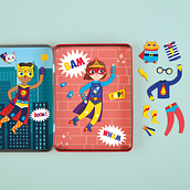 Nuevo Super Kids! Magnetic Dress-Up for Mudpuppy. Un proyecto de Animación de personajes, Diseño de juguetes e Ilustración tradicional de Fabiola Correas - 19.08.2019