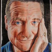 Robin Williams a lapices de colores. Drawing, Pencil Drawing, Artistic Drawing, Portrait Drawing, and Realistic Drawing project by Emmanuel Cúneo - 08.26.2019