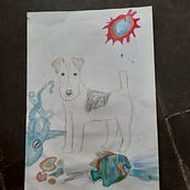 O cão e o mar. Traditional illustration, Fine Arts, Painting, Pencil Drawing, Drawing, Watercolor Painting, Children's Illustration, and Narrative project by Norma Nacsa - 08.30.2019