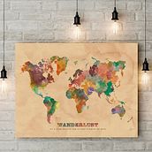 Wanderlust Mapamundi. Decoration, Design, Graphic Design, Traditional illustration, Digital Illustration, and Painting project by Ana Valverde Prieto - 11.06.2017