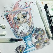 BUBBLE PURPLE TEA. Artistic Drawing, and Watercolor Painting project by Claudia Freddi - 09.03.2019