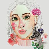 Mi Proyecto del curso: Retrato ilustrado en acuarela. Artistic Drawing project by mayramacedosakiray - 09.06.2019