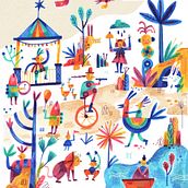 Labúsqued. Digital Illustration, Children's Illustration, and Watercolor Painting project by Mariana Roldán - 09.09.2019