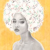 Afro Spring. Artes plásticas, Esboçado, Criatividade, Desenho de retrato, Ilustração tradicional, e Retoque fotográfico projeto de Andrea Bäbler - 13.09.2019