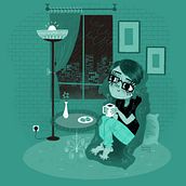 Día Lluvioso. Een project van  Tekening, Traditionele illustratie, Digitale illustratie y Kinderillustratie van Teresa Arroyo - 18.09.2019
