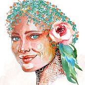 My project in Illustrated Portrait in Watercolour course. Traditional illustration project by Nancy De Leon - 09.19.2019