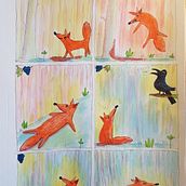 El zorro y las uvas. Ilustração tradicional projeto de Giuanna Dessí - 04.10.2019