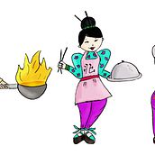COCINERAS ORIENTALES.... Design de personagens projeto de Florencia Bovio - 11.10.2019