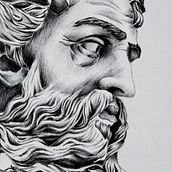 Neptuno, dibujo a bolígrafo. Artistic Drawing, Portrait Drawing, and Realistic Drawing project by Sara Medina Rodríguez - 05.26.2019