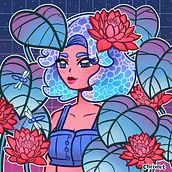 Lotus Girl. Een project van Traditionele illustratie y Digitale illustratie van Christopher Vargas - 14.10.2019